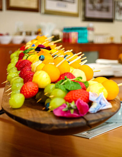 Assorted savory pastries and finger foods artfully arranged for fine dining catering service