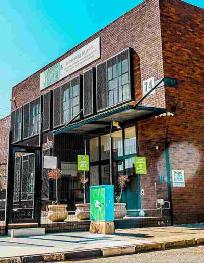 Exterior view of Destiny Beauty School in Johannesburg, showcasing the modern campus entrance and professional training facility.