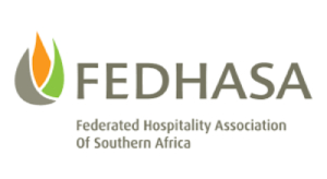 Logo of Federated Hospitality Association of Southern Africa (FEDHASA) with a green flame and text.