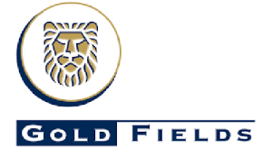 Logo of Gold Fields with a circular gold emblem and company name.