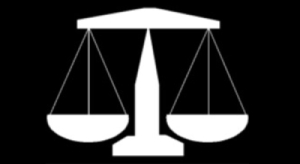 Logo of a justice scale representing legal services, in black on a white background.