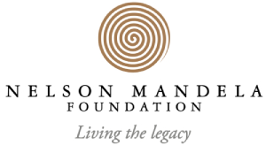 Logo of Nelson Mandela Foundation with a spiral motif and tagline 'Living the legacy.
