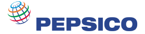 Logo of PepsiCo featuring globe icon with red, white, and blue stripes.