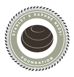 Logo of Nkululeko & Daphney Foundation featuring a coffee cup within a laurel wreath.