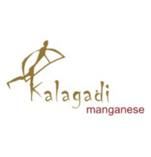 Logo of Kalagadi Manganese with stylized human figure and company name.